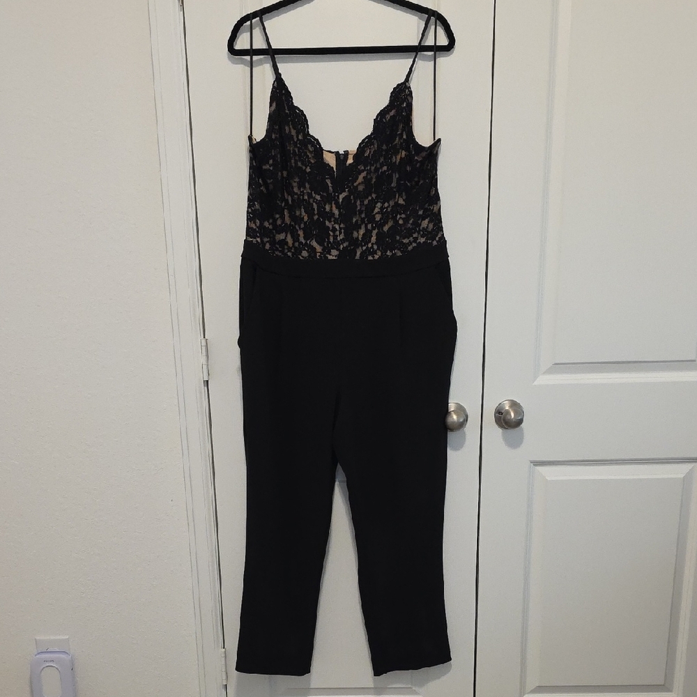 Express Black Lace Detail Jumpsuit